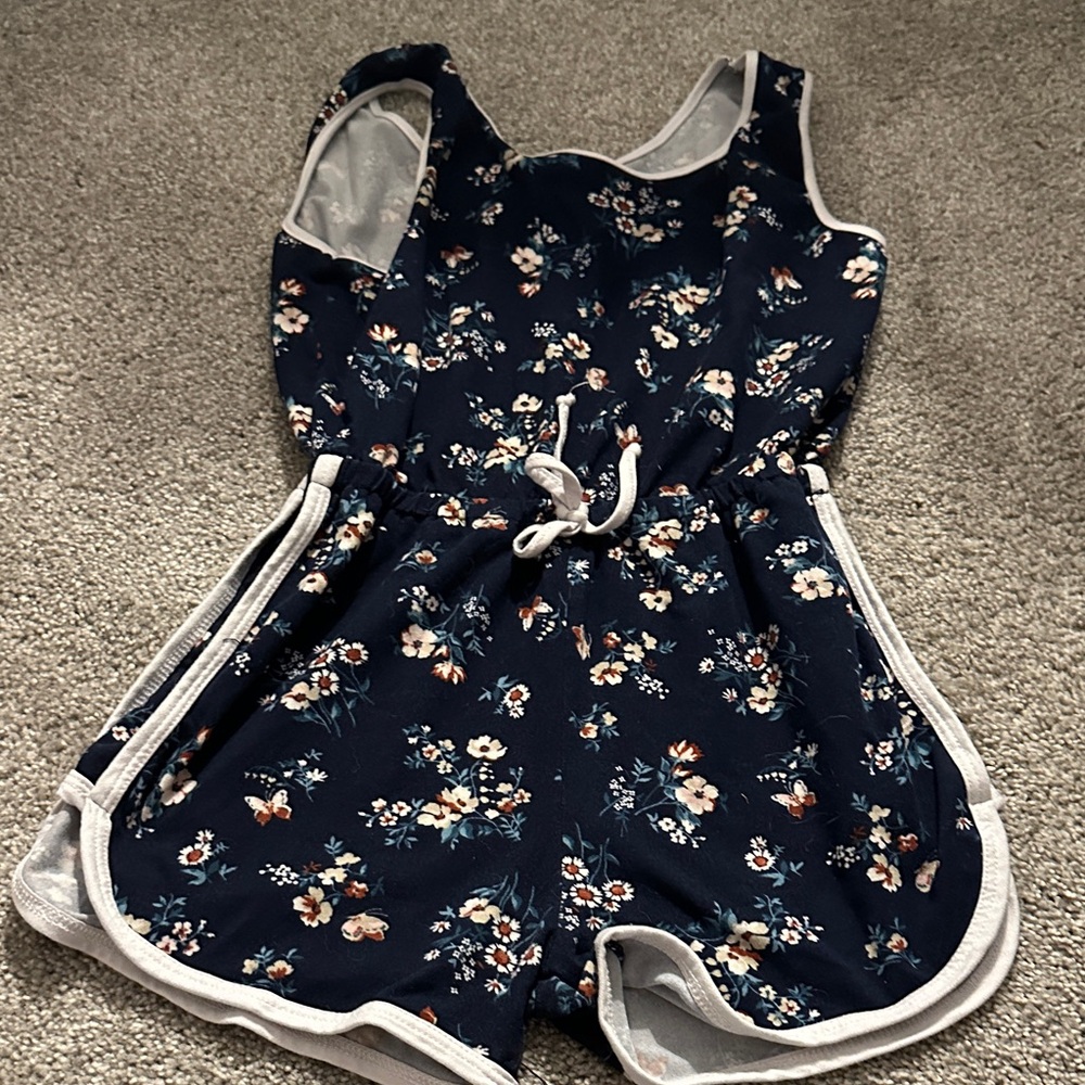 Shosho Navy Floral Kids Romper